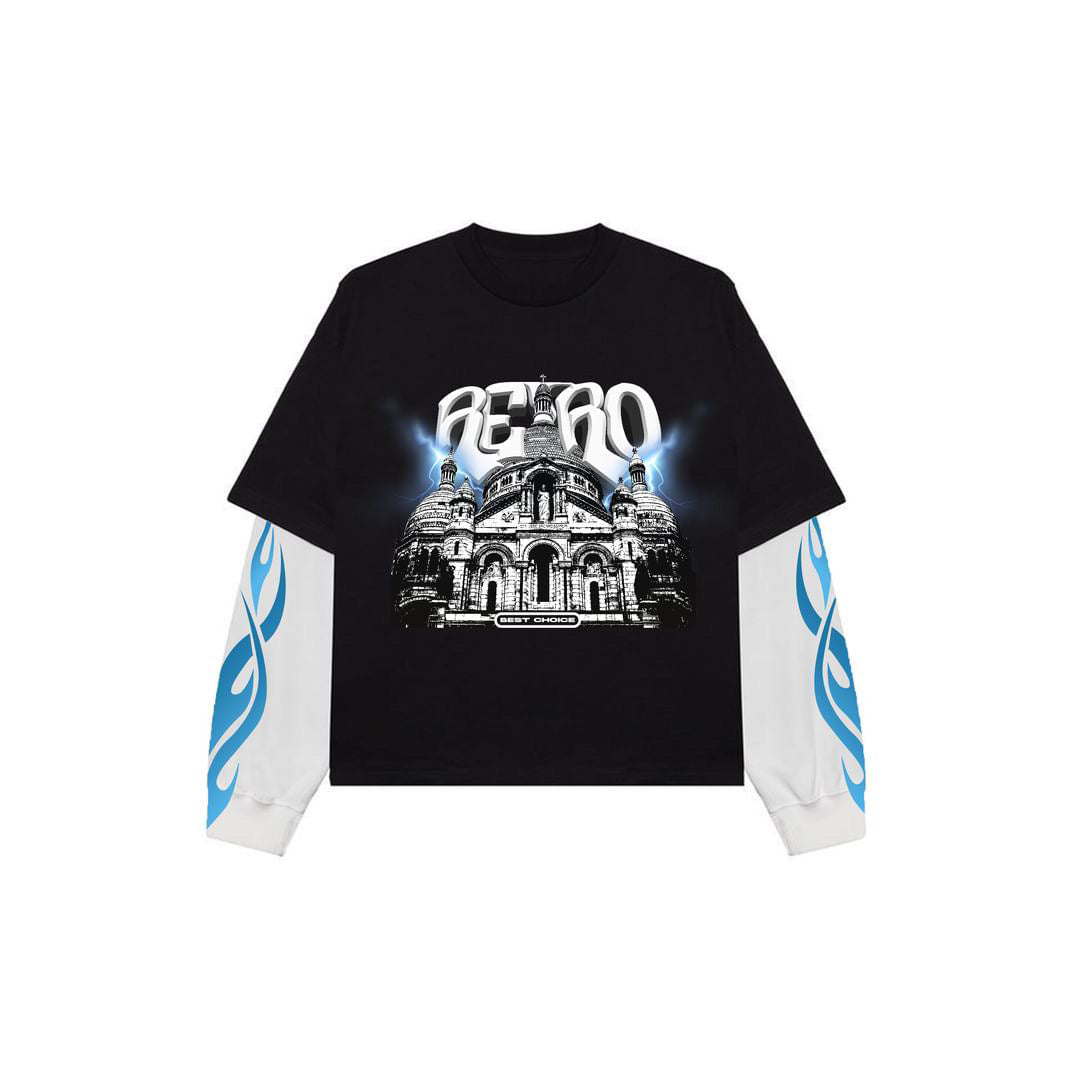 Black and White Retro Double Layered Shirt